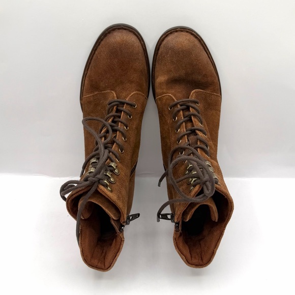 Børn Gosford Brown Suede Lace-Up Ankle Boots Zipper Block Heel Size 9M - Picture 3 of 8